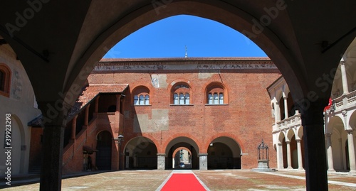 Ancient Broletto palace and courtyard, Novara, Piedmont, Italy