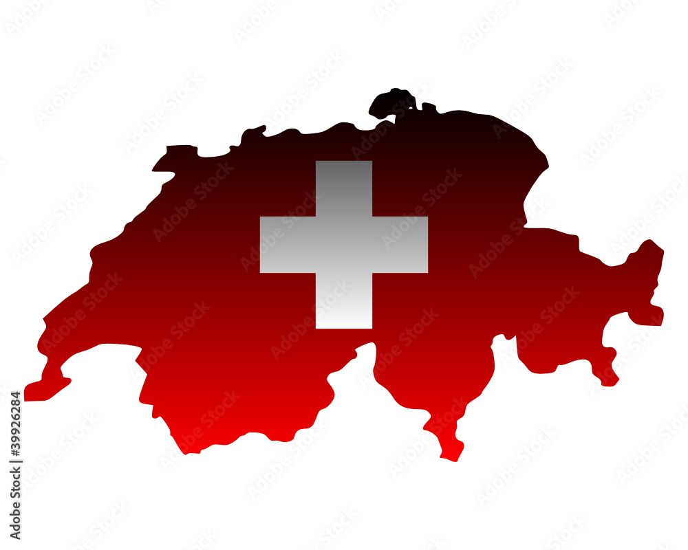 Karte und Fahne der Schweiz