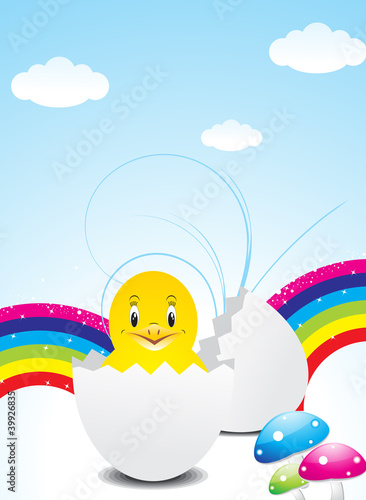 abstract colorful easter wth bird