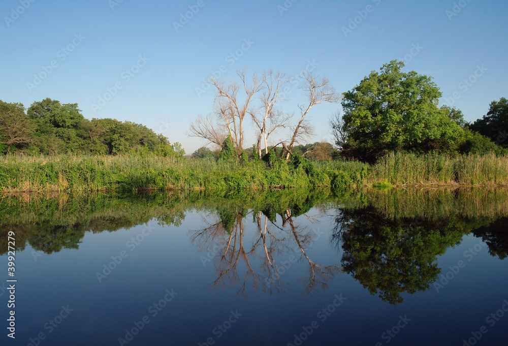 View on the river ,Ukraine , spring