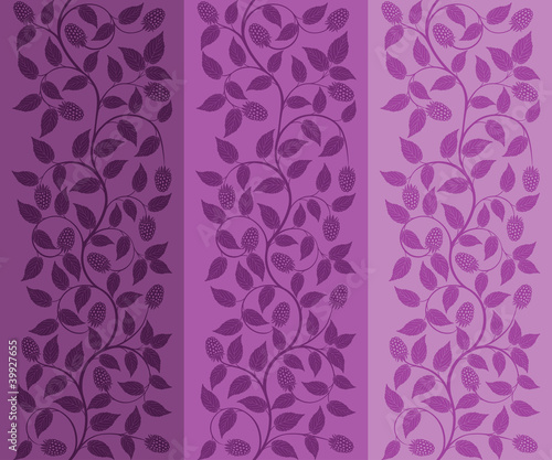 Seamless floral background with a berries