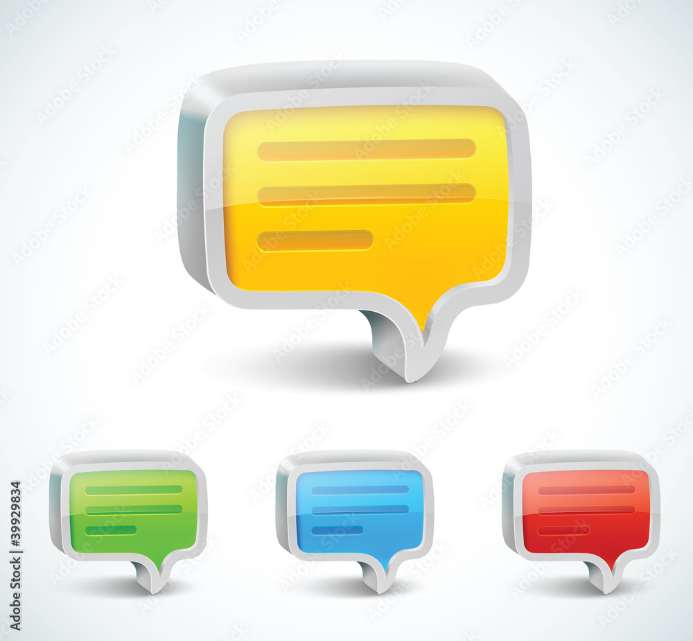 Colorful 3d bubble speech icon Colorful 3d bubble speech icon