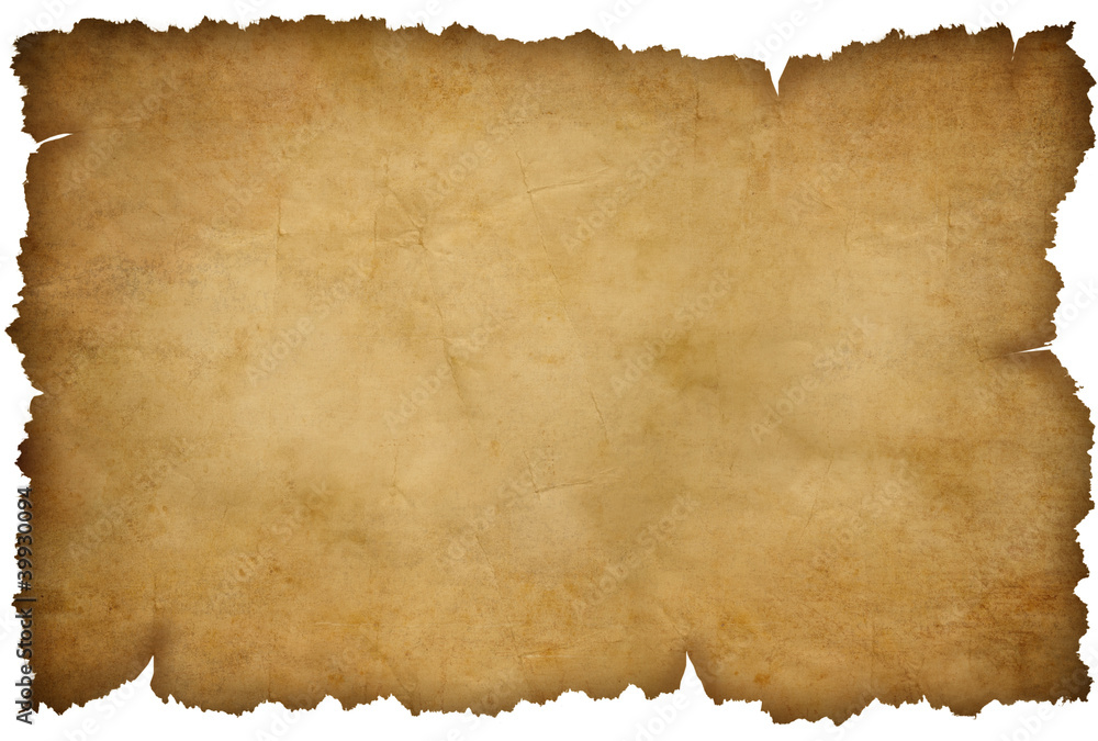 Grunge torn paper or map isolated on white