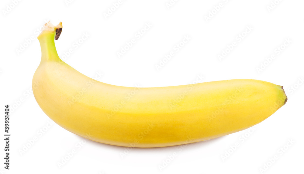 One banana on white background One banana on white background