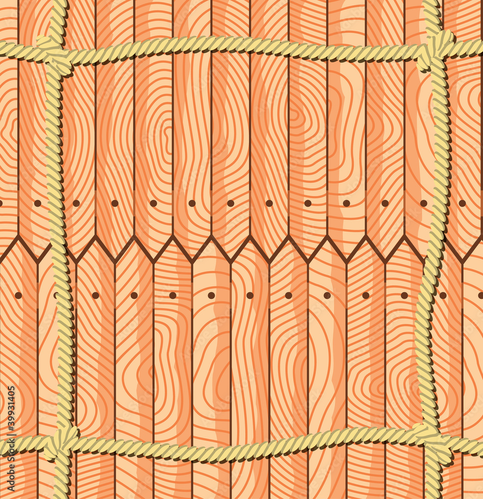 Fototapeta premium Ropes over the fence planks