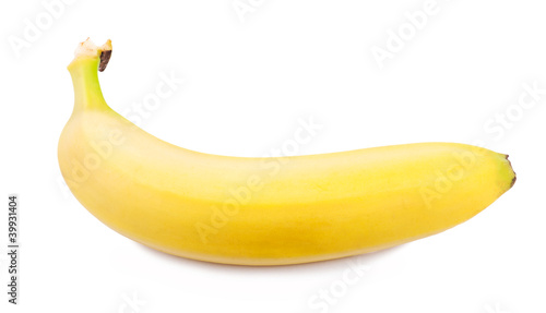 One banana on white background