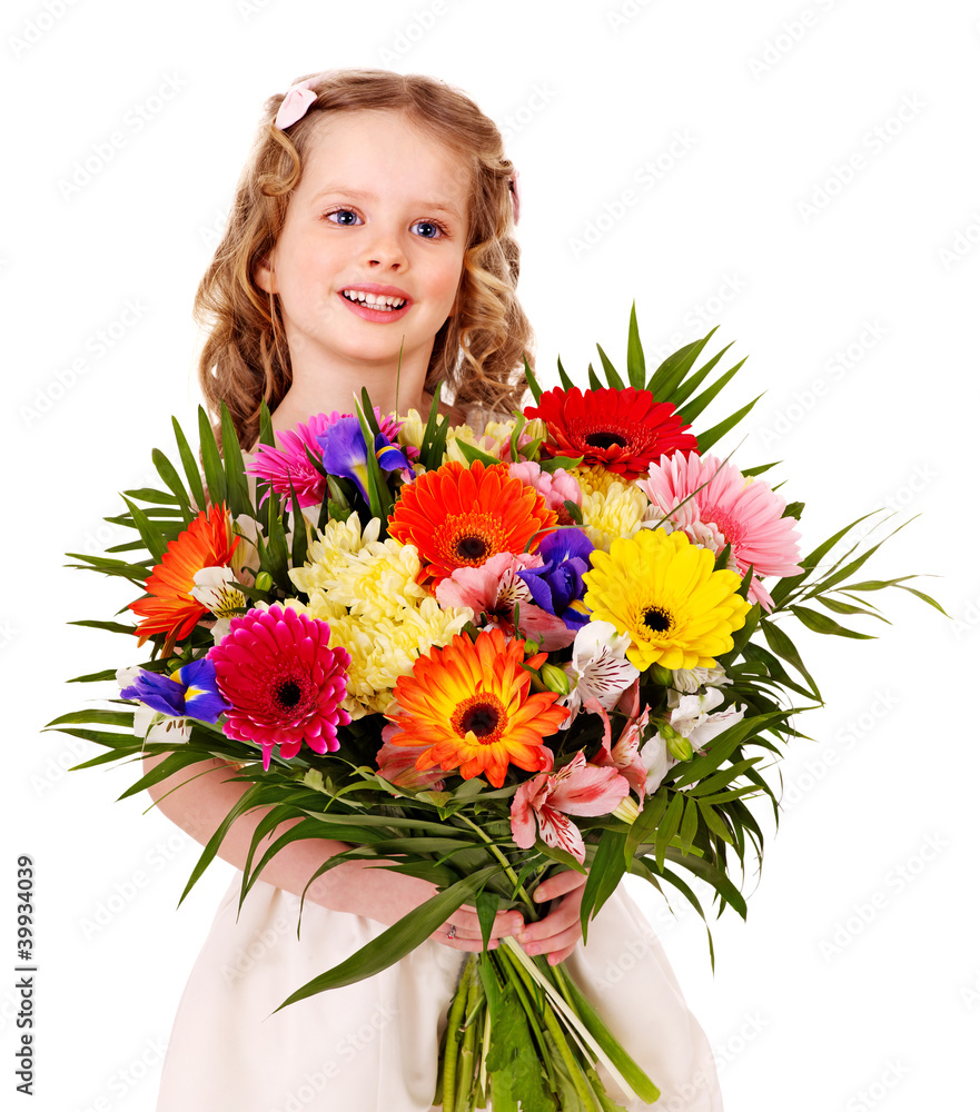 Child with spring flower. Child with spring flower.