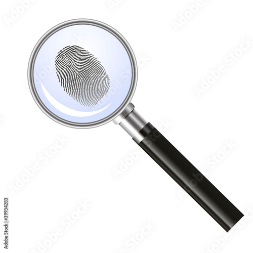 Magnifier glass searching for fingerprint