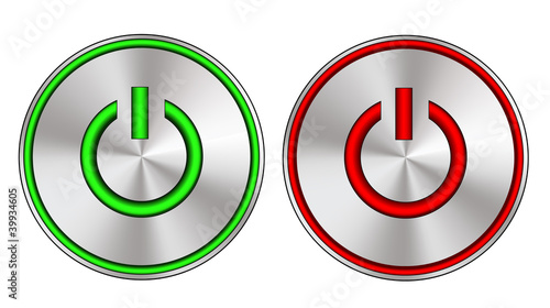 Metallic on and off button with led lights