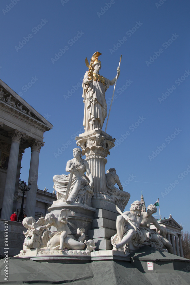 Wien - Pallas Athene Brunnen / Statue vor dem Parlament