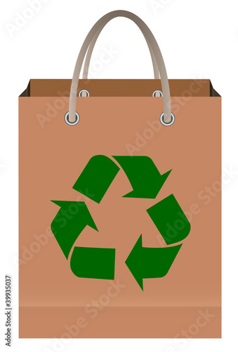 Paper bag with recycle symbol