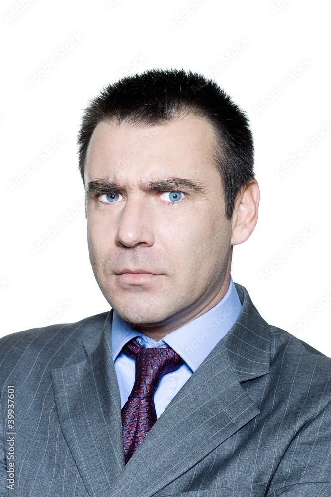 Closeup portrait of a serious angry mature man Closeup portrait of a serious angry mature man