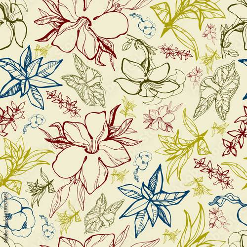 Vector seamless floral pattern with spring flowers