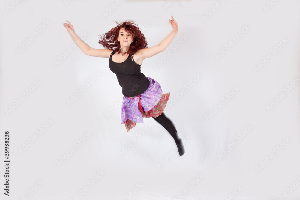 redhead girl jumping redhead girl jumping