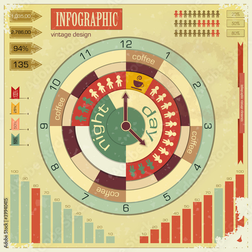 Infographics vintage elements - work time concept