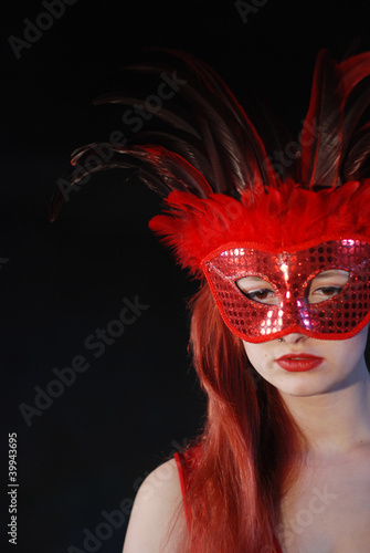 Feather Mask Girl close up