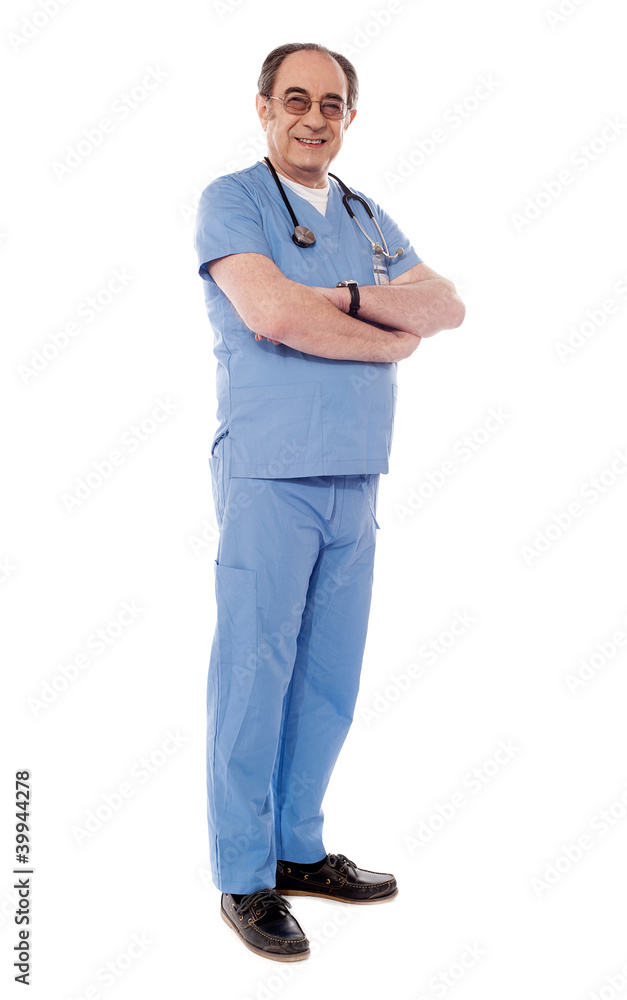 Aged medical professiona with stethoscope Aged medical professiona with stethoscope