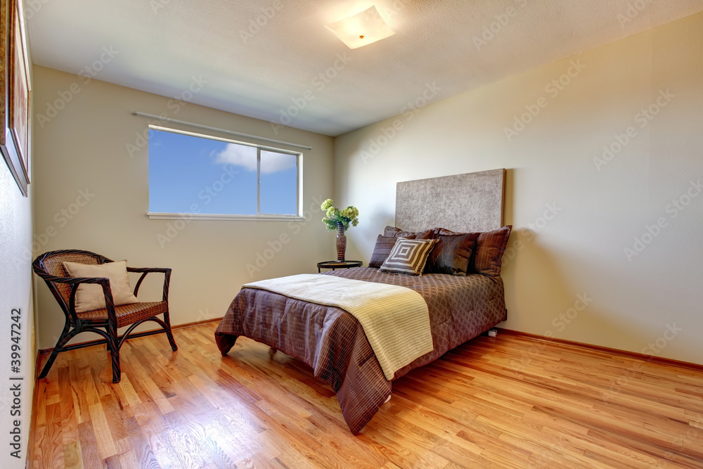 New bedroom with hardwood floor. New bedroom with hardwood floor.