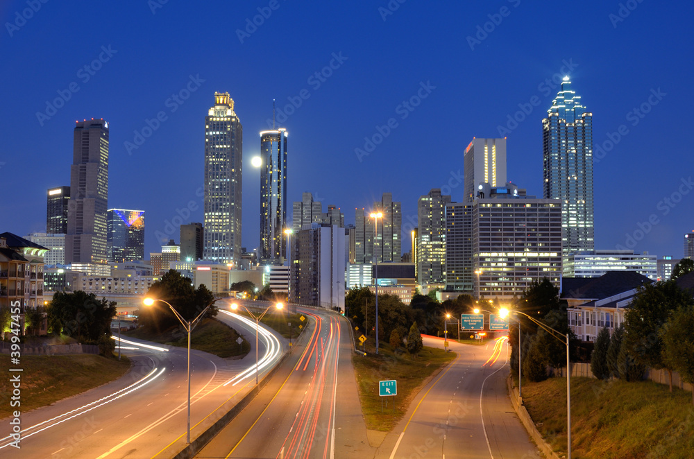 Atlanta Skyline above Freedom Parkway
