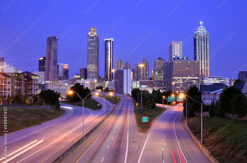 Atlanta Skyline above Freedom Parkway