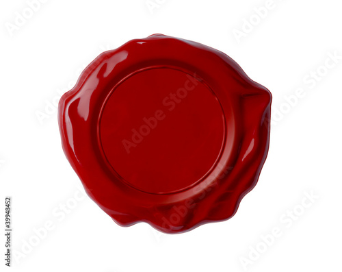 Red wax seal isolated on white