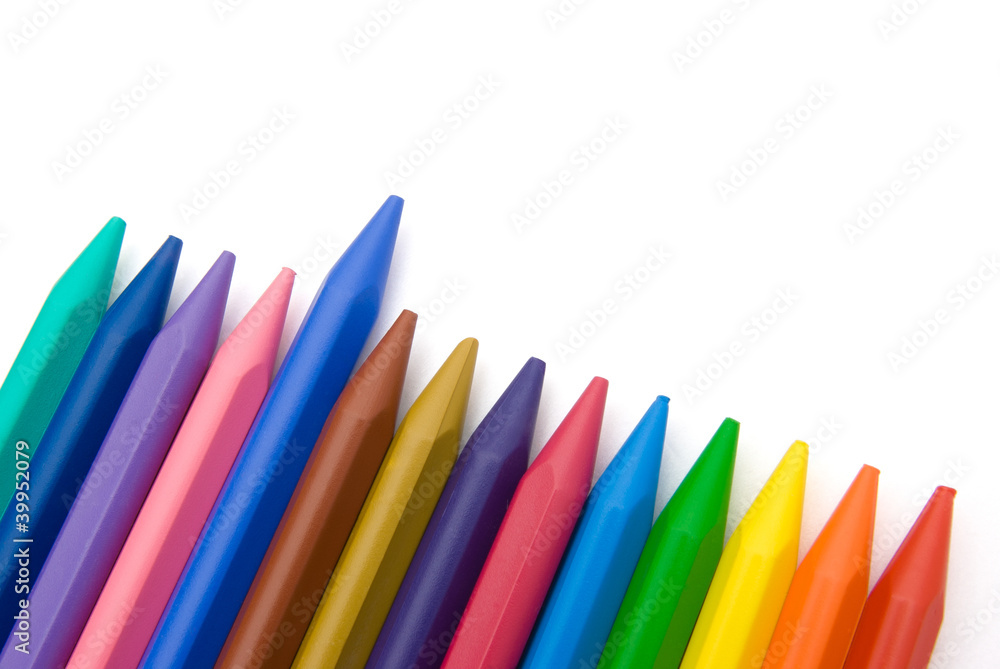 14-color crayon lined up with clipping path 14-color crayon lined up with clipping path