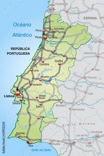 Portugal als Umgebungskarte mit Autobahnen