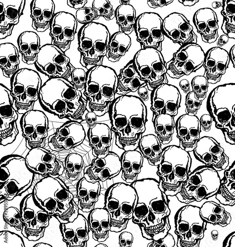 Hand drawn Skull seamless background