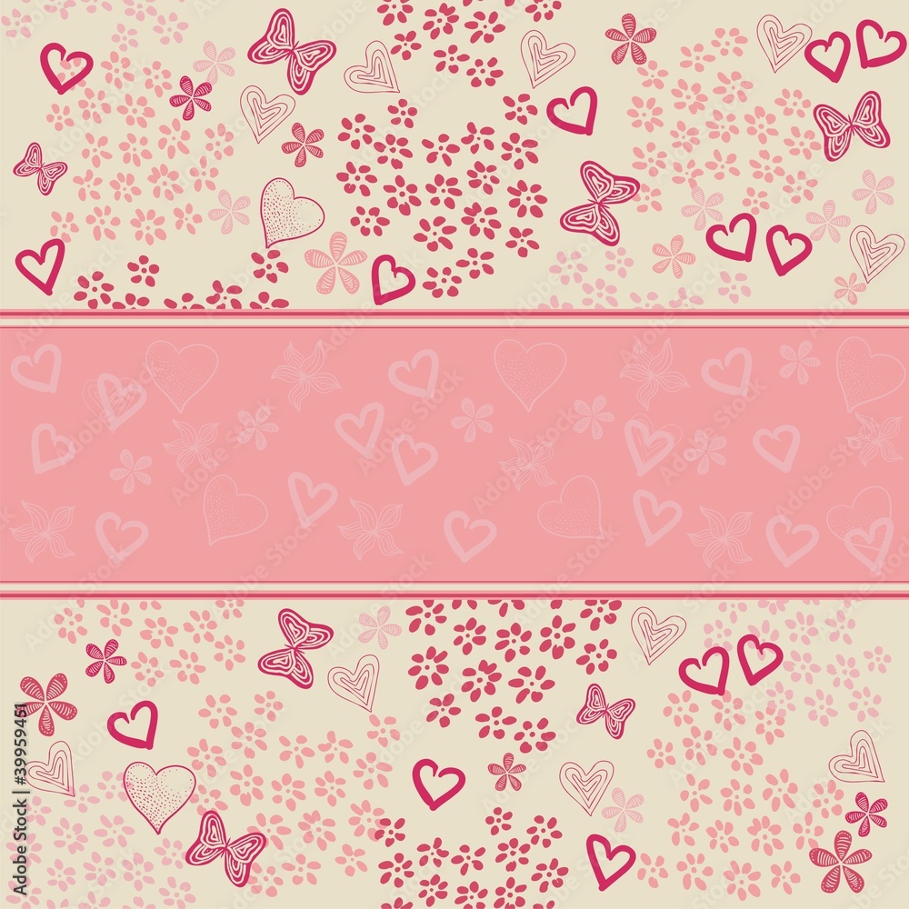 seamless floral pattern with hearts