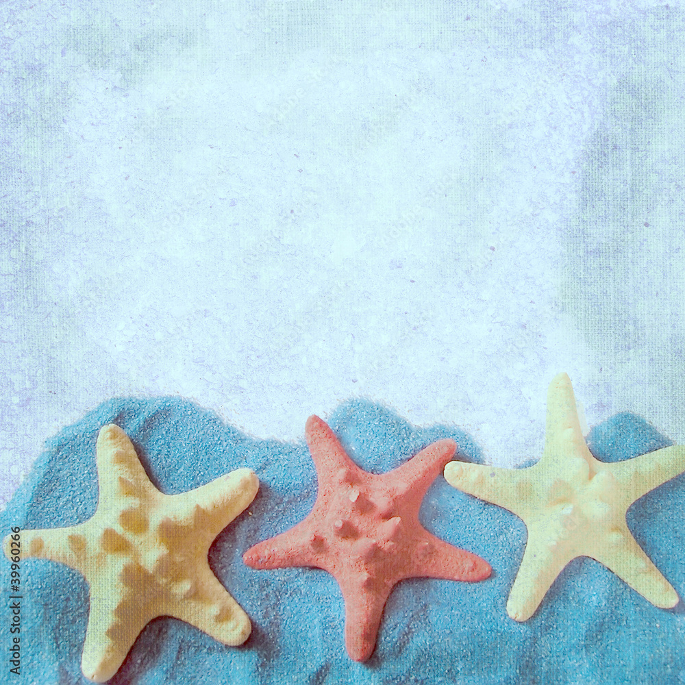 The square background with starfish The square background with starfish