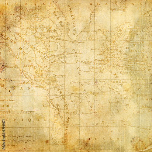 Background with the old map of the Americas