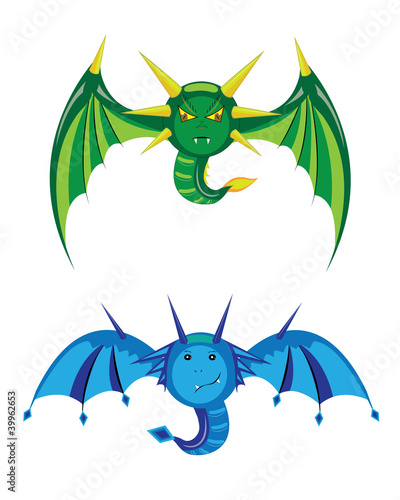 Dragons smilies green and blue.