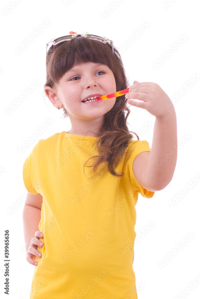 Beautiful little girl with a colorful lollipop Beautiful little girl with a colorful lollipop
