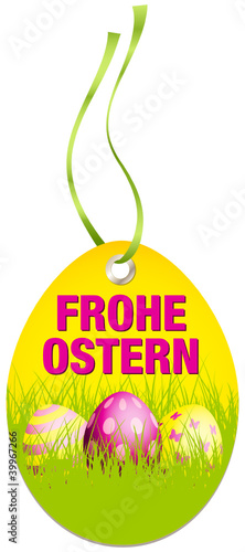 Hangtag Frohe Ostern Ostereier gelb/pink