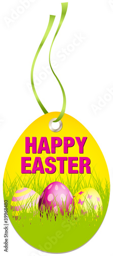 Hangtag Happy Easter Eggs Yellow/Pink