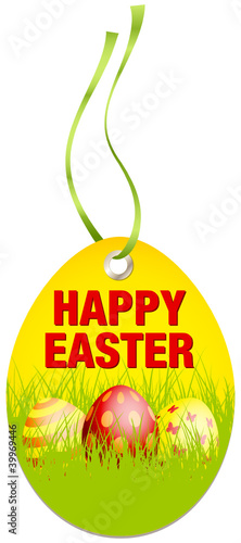 Hangtag Happy Easter Eggs Yellow/Red