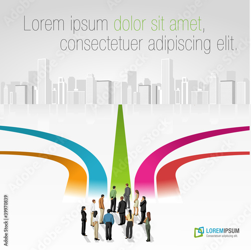 Group of business people choosing the right path