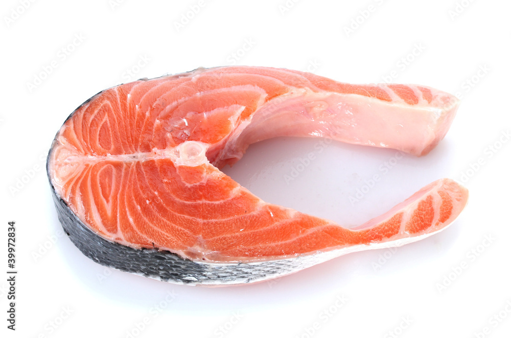fresh salmon steak isolated on white fresh salmon steak isolated on white