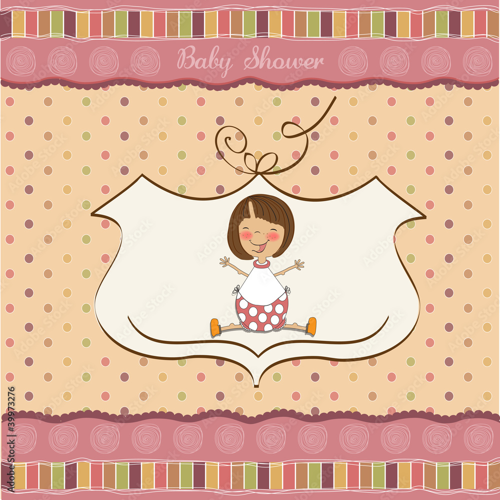 new baby girl shower card with little girl