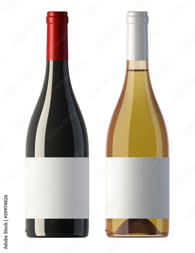 burgundy  shape red and white wine bottles with blank labels