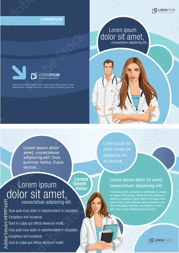 Medical template for advertising brochure with doctors