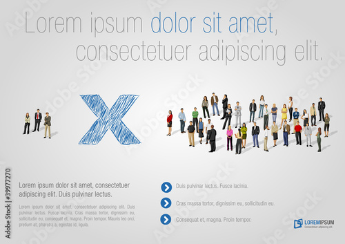 Template for advertising with two groups of business people