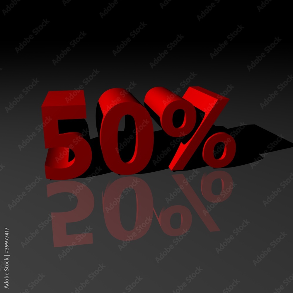 Red percent number 50 Red percent number 50