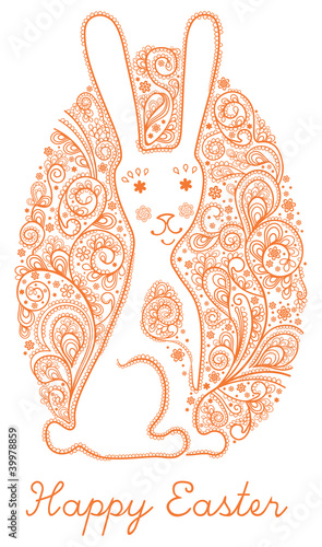 Easter bunny, Easter egg with an openwork pattern.