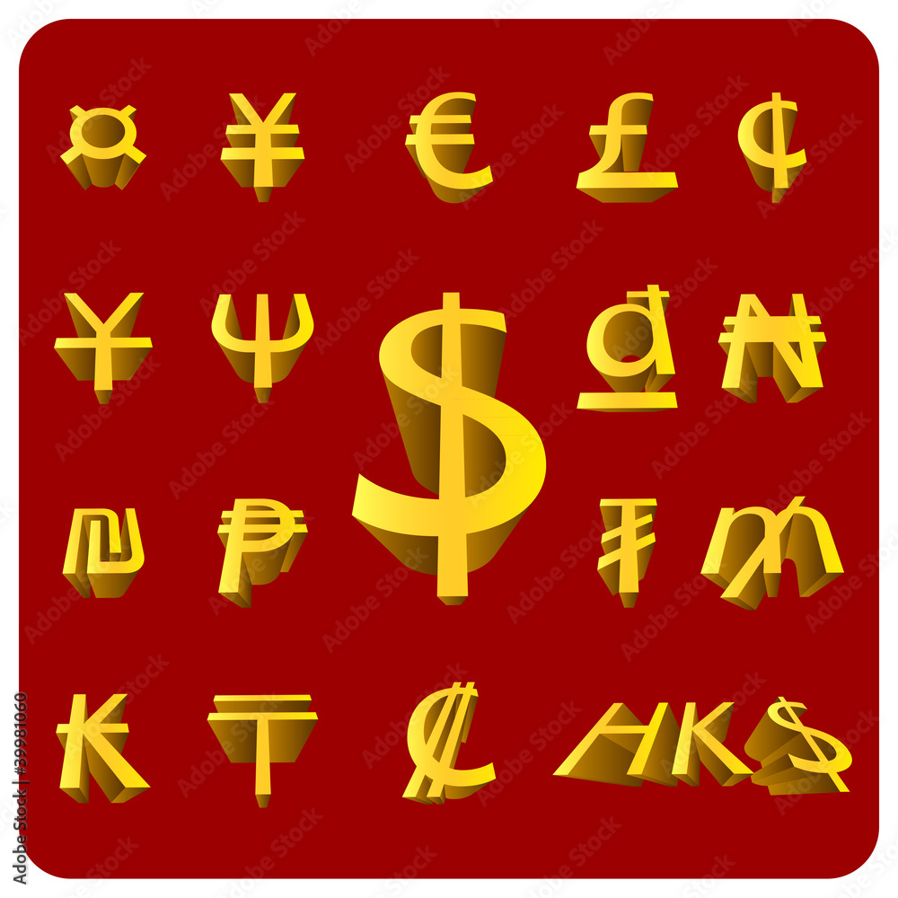 Vector 3D Currency symbol Vector 3D Currency symbol