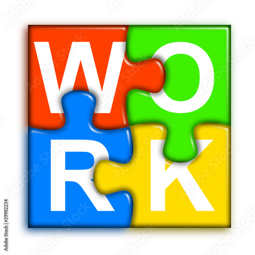 Combined multi-color puzzle - work concept