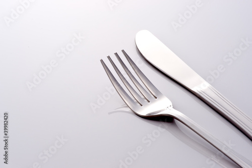 fork and knife on white background