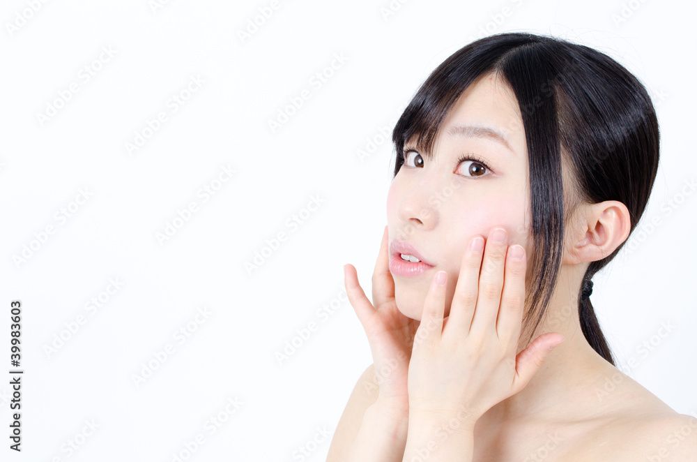 attractive asian woman skin care image