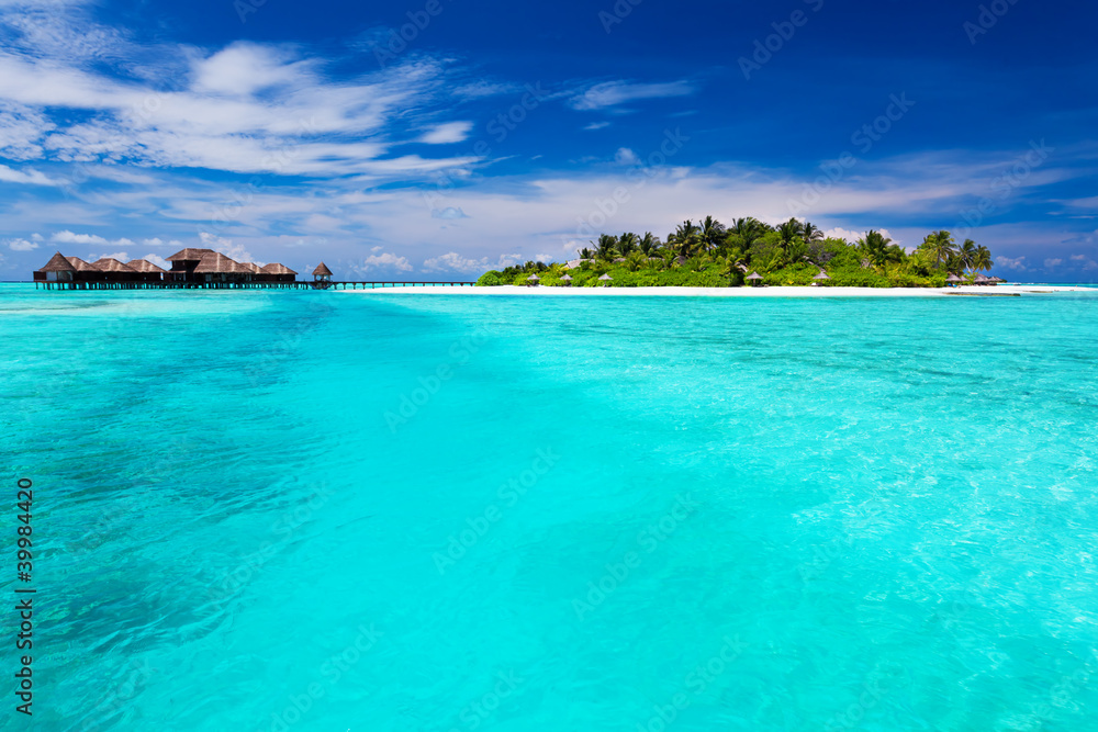 Tropical Island and over water bungalows