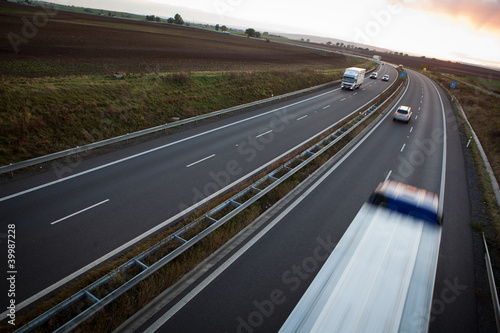 highway traffic - motion blurred truck on a highway/motorway
